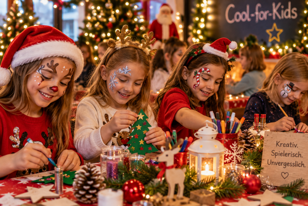 "Kreative Kinderbetreuung auf einer Weihnachtsfeier mit Kinderschminken und Bastelaktionen - Cool-for-Kids"